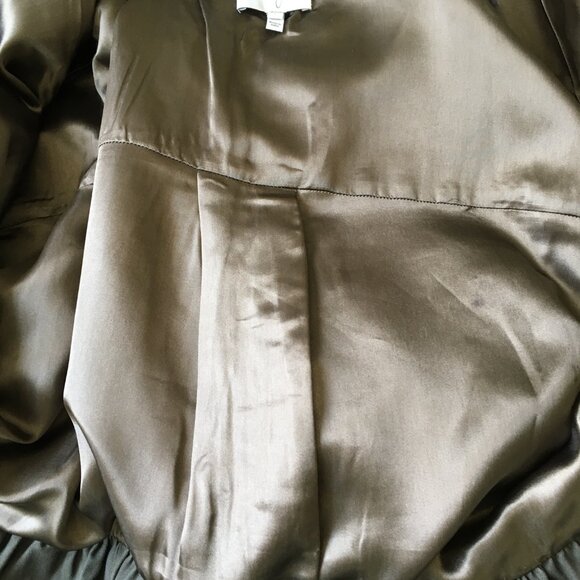 JOIE Green Mix Camo Print SAMIA Dolman Sleeve Studded Ruffle Peplum Hem Jacket - Picture 4 of 13